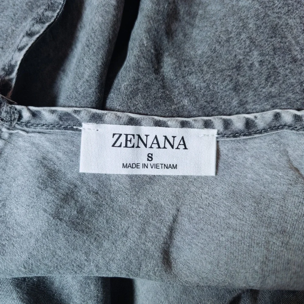 Zenana‎ Lyocell Acid Washed Jumper Black Wide Leg Jumpsuit Sleeveless small boho
